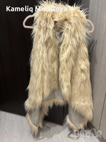 Дамски елек с косъм и кожа, снимка 2 - Елеци - 56273348