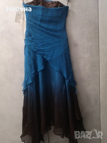 Официална Синя Рокля Естествена коприна размер М, снимка 3 - Рокли - 42473661