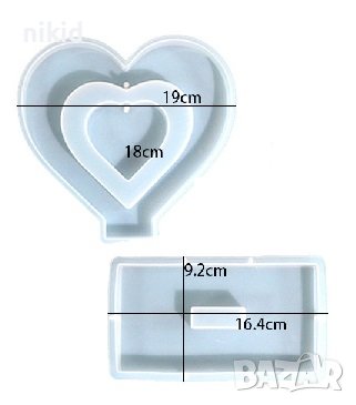 Голямо сърце с основа поставка рамка за снимка силиконов молд форма за направа изработка от смола, снимка 3 - Форми - 42191431