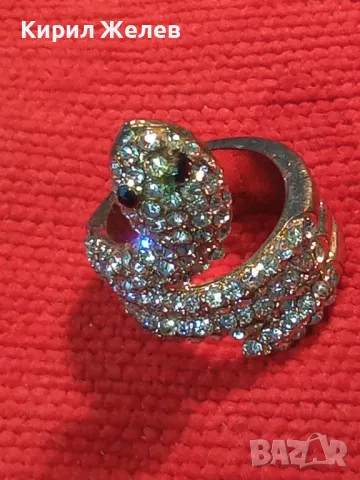 СТАР ЗМИЕВИДЕН ЗЛАТИСТ КРИСТАЛЕН ПРЪСТЕН с ЛЕКА ЗАБЕЛЕЖКА 47467, снимка 10 - Пръстени - 47134448