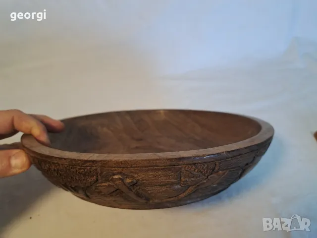африканска дърворезбована чиния масив   18/2, снимка 2 - Декорация за дома - 49004951