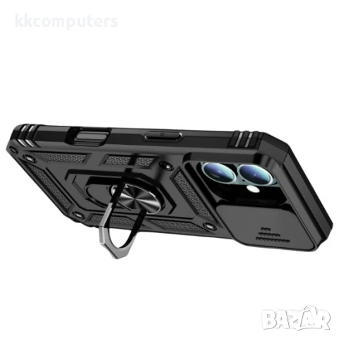 Силиконов твърд кейс bSmart Defender Slide и Протектор, За Samsung Galaxy S25 Edge, Черен, снимка 3 - Калъфи, кейсове - 50639475