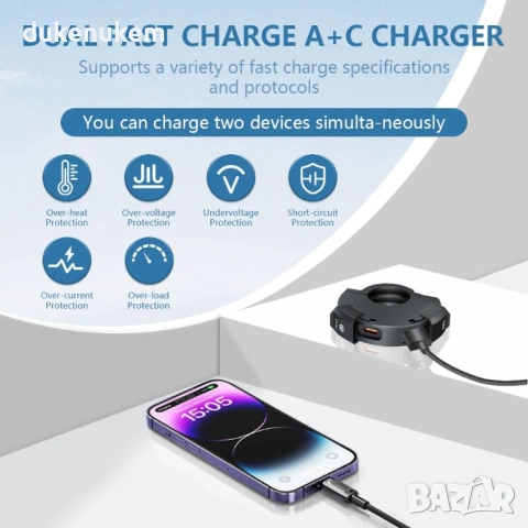 Водоустойчив USB заряден модул за мотор – 30W PD Type-C + 18W QC USB-A, IP65, за 12V/24V, снимка 4 - Аксесоари и консумативи - 53382226