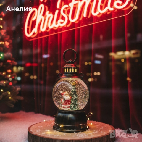 Голям Led коледен фенер с ефект на падащ сняг, снимка 5 - Декорация за дома - 52229841