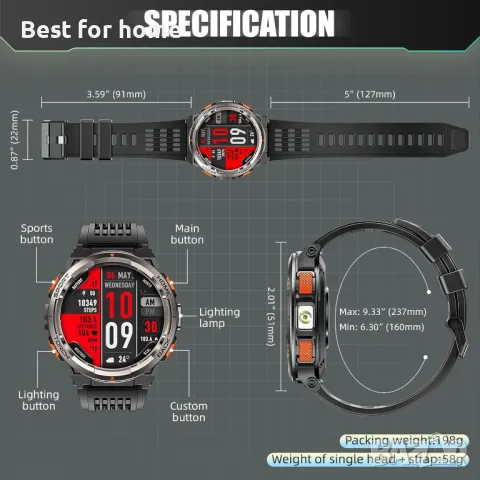 Мъжки смарт часовник с LED фенерче LaNikar, снимка 8 - Друга електроника - 49940954