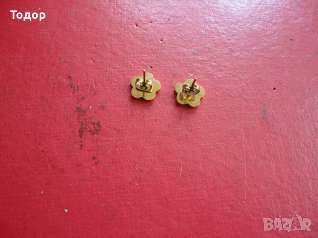 Позлатени обеци обици със седеф, снимка 4 - Обеци - 52678323