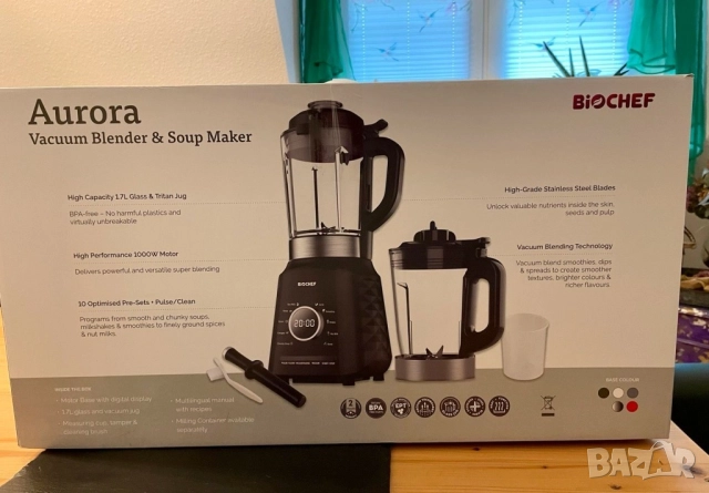 Вакуумен блендер и уред за приготвяне на супи Aurora - черен, червен, снимка 3 - Друга електроника - 52040618