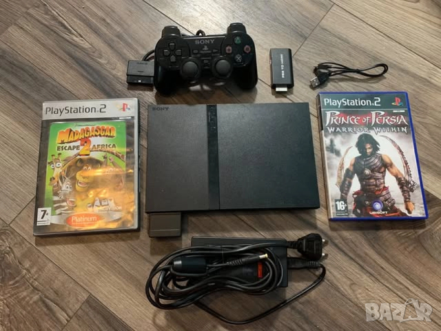 Playstation 2 - SCPH 75003 + адаптер PS2 към HDMI +2 игри В ОТЛИЧНО СЪСТОЯНИЕ