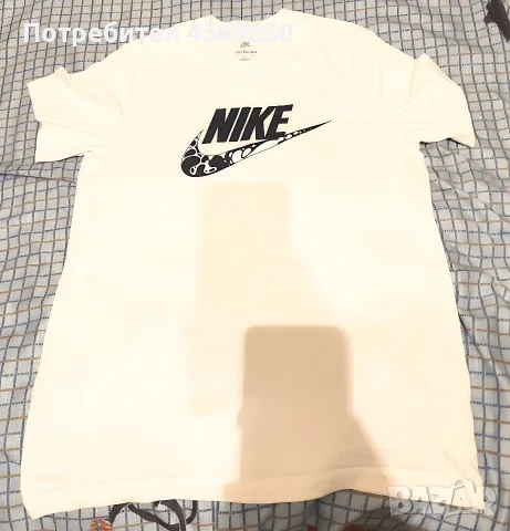 Оригинална Мъжка Тениска NIKE / Размер L / Бяла с Ефектно Swoosh Лого, снимка 4 - Тениски - 56110810