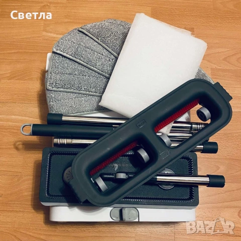 Комплект Нов, за почистване, с моп и кофа, тънък, с разделение за сухо и мокро - € 19, снимка 2 - Други стоки за дома - 53200378