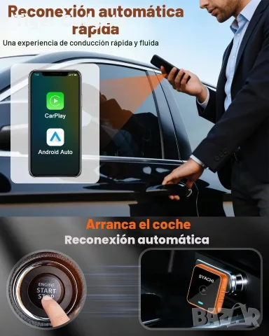 SYACHI 2-in-1 Wireless CarPlay & Android Auto Adapter – USB-A/USB-C, iPhone & Android, снимка 4 - Аксесоари и консумативи - 56073436