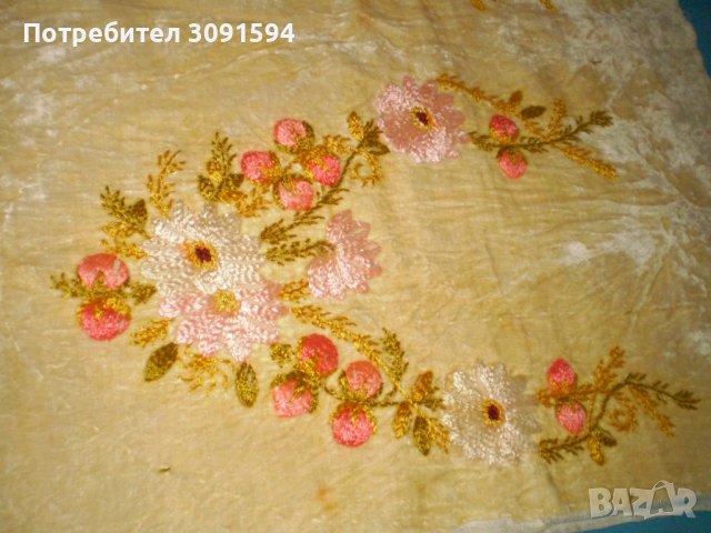 Ръчно бродиран матив за терлъци 19 ти век бродерия на кадифе, снимка 4 - Антикварни и старинни предмети - 42245430