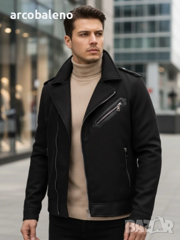 Мъжко зимно байкерско яке, снимка 2 - Якета - 52778071