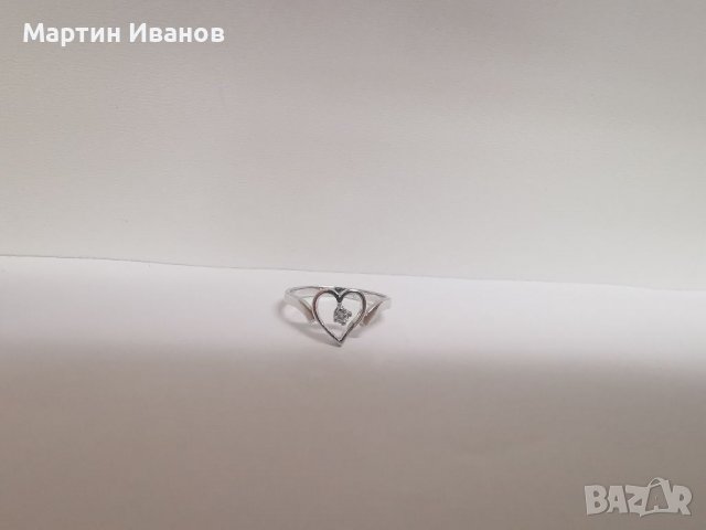 Златен пръстен сърце с диамант , снимка 6 - Пръстени - 39005995