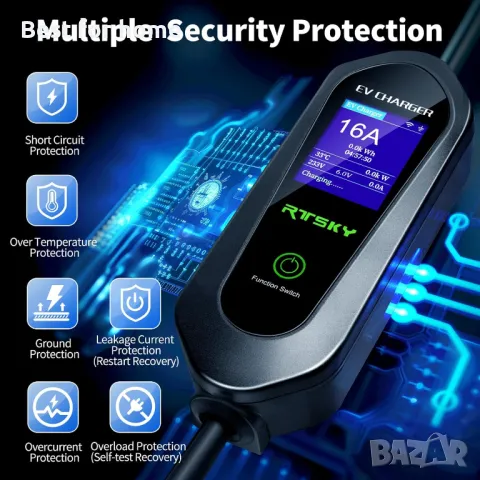 Зарядна станция за електро автомобили RTSKY Type 2, 16A, 5m, снимка 7 - Аксесоари и консумативи - 48735899