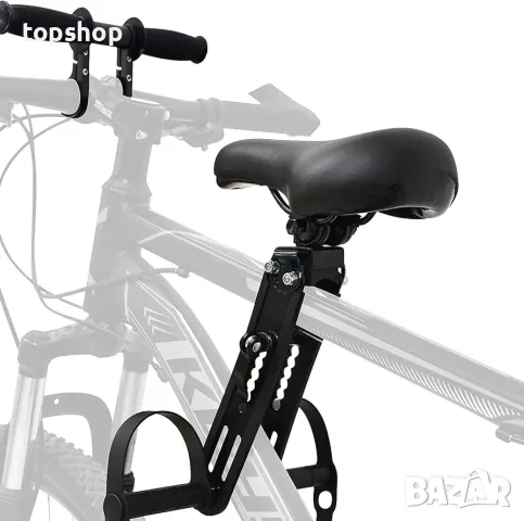 ЧИСТО НОВА Предна детска седалка за планински велосипед Lueirltoy MTB с детско кормило и степенки, снимка 2 - Аксесоари за велосипеди - 56122461