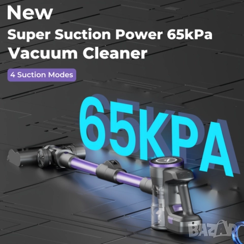 Безжична Вертикална Прахосмукачка - Yanhama H3 600W 65000Pa, 4-в-1 с 60 Мин Работа, LED!, снимка 5 - Прахосмукачки - 51500108