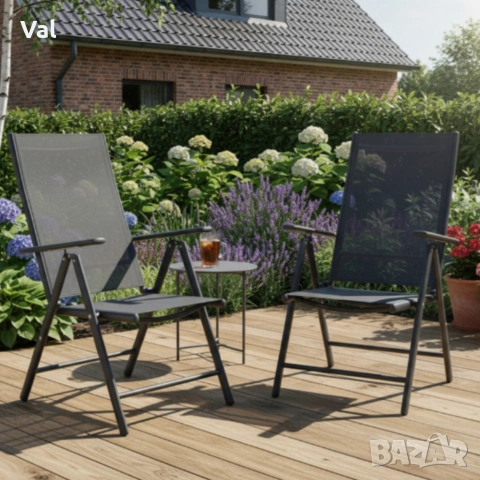 Сгъваем стоманен стол с регулиране на облегалката - издръжливост и елегантен дизайн, снимка 4 - Градински мебели, декорация  - 53842943