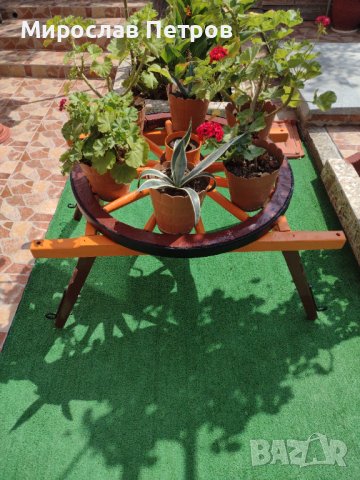 Цветарник от колело на каруца.УНИКАТ.Може само колелото., снимка 2 - Градински мебели, декорация  - 30369519
