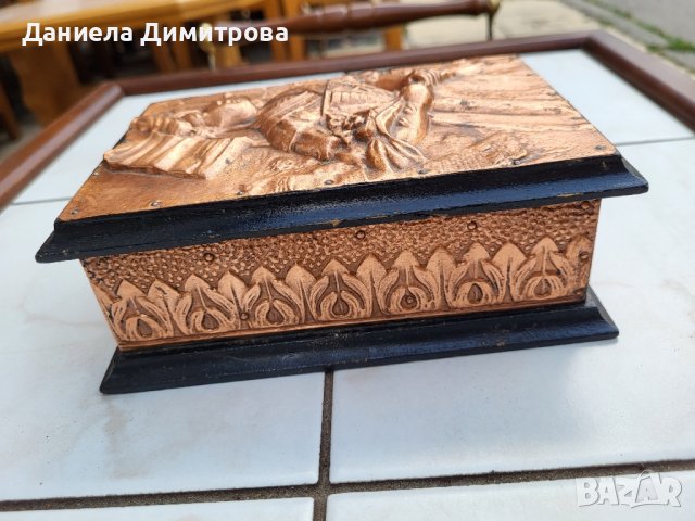 Старинна кутия комбинация дърво + мед, снимка 3 - Антикварни и старинни предмети - 41965738