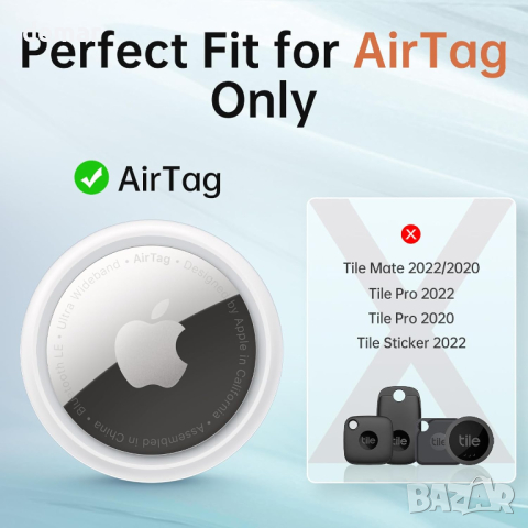 Калъф Syncwire за AirTag [4 броя], с ключодържател от неръждаема стомана 304, снимка 2 - Друга електроника - 44532959