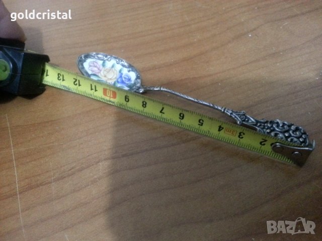 Посребрена лъжичка с имайл , снимка 3 - Антикварни и старинни предмети - 38969847