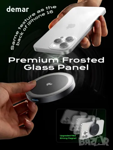 Threekey 15W Qi2 Mag-safe Съвместима безжична зарядна стойка за iPhone и Airpods, черна, снимка 8 - Безжични зарядни - 49095171
