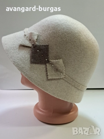 Дамска шапка,вълнен лукс -224 Касторен гонен плат, снимка 2 - Шапки - 52213946