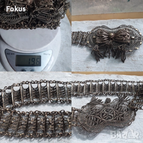 Възрожденски сачанен колан филигран с позлата, снимка 7 - Антикварни и старинни предмети - 53429689