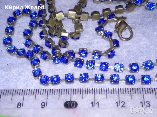 ШАРМАНТНО ПОСРЕБРЕНО СКЪПОЦЕННО РЕТРО КОЛИЕ с ИСКРЯЩИ ЮВЕЛИРНО ФАСЕТИРАНИ КАМЪНИ СИН ЦИРКОНИЙ 24240, снимка 9 - Колиета, медальони, синджири - 41389354