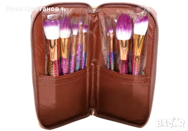 Комплект 10 четки за грим в тубус или чантичка HZS50, снимка 2 - Други - 47714585