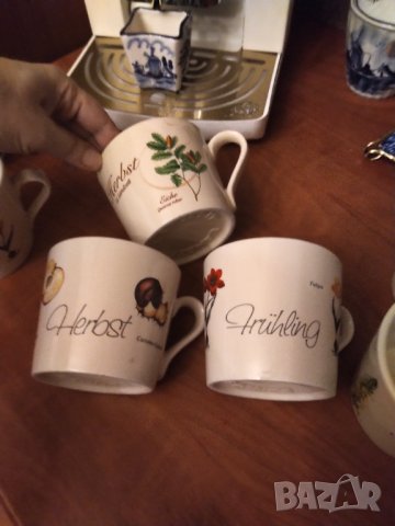 Винтидж керамичен сервиз  за кафе LANDZEIT Fruling Tulipa РЕДКИ, снимка 3 - Сервизи - 42205209