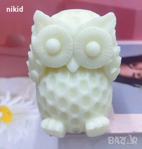 3D Бухал релеф точки силиконов молд форма фондан шоколад гипс смола свещ декор, снимка 3 - Форми - 48525560