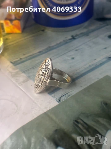 Сребърен пръстен бадем , снимка 3 - Пръстени - 50691055