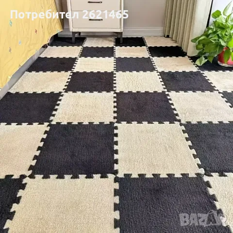 Велурен мек килим - пъзел , комплект от 12 части, за под на детска стая, 30х30 см, снимка 14 - Килими - 49169951