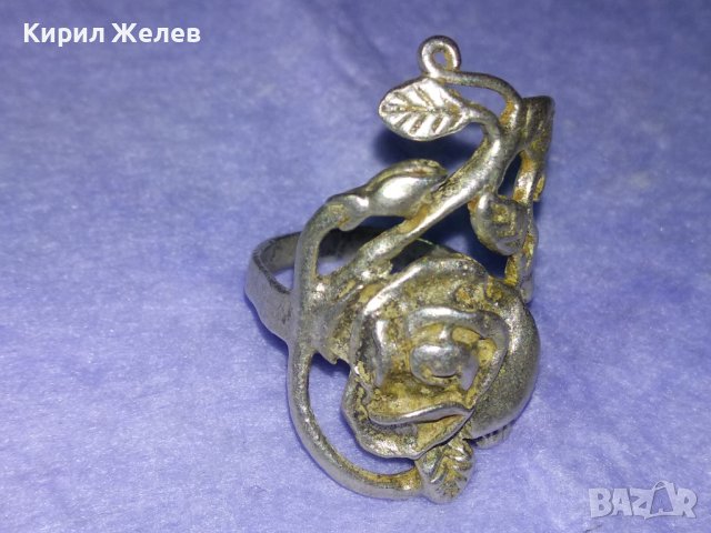 Стар ПРЕКРАСЕН ФЛОРАЛЕН АРТ НУВО СРЕБЪРЕН ПРЪСТЕН РОЗА - ВИСОКА ПРОБА СРЕБРО МАЙСТОРСКА РАБОТА 40613, снимка 2 - Антикварни и старинни предмети - 42644214