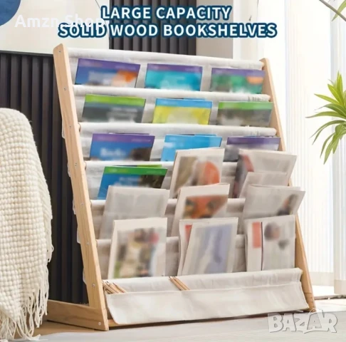 Дървена библиотека по Монтесори за деца етажерка стойка за книги, снимка 12 - Етажерки - 48469158