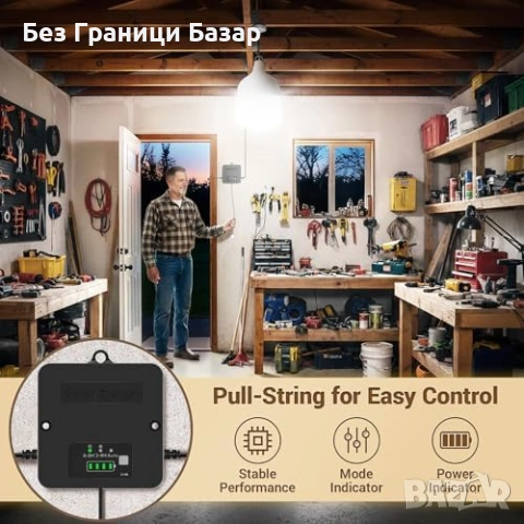 Нова лампа Соларно LED осветление 3 режима за навес гараж беседка двор, снимка 3 - Лед осветление - 53815681