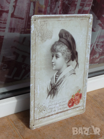 Метална табела разни момче моряк ретро рози моряшка шапка шал, снимка 2 - Колекции - 44751600