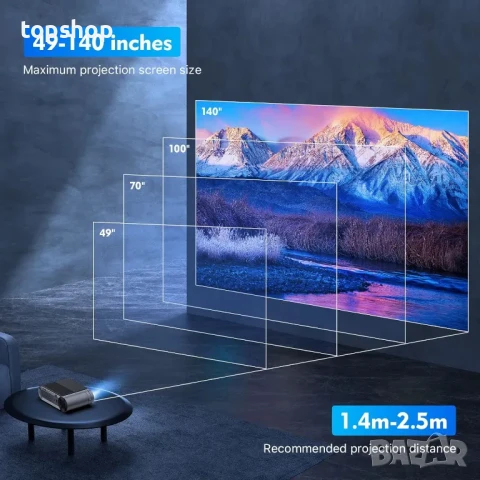 НОВ ТЕСТВАН Видео проектор Toperson HD Dolby WiFi Bluetooth 8000 лумена,1080P, снимка 4 - Плейъри, домашно кино, прожектори - 50556547