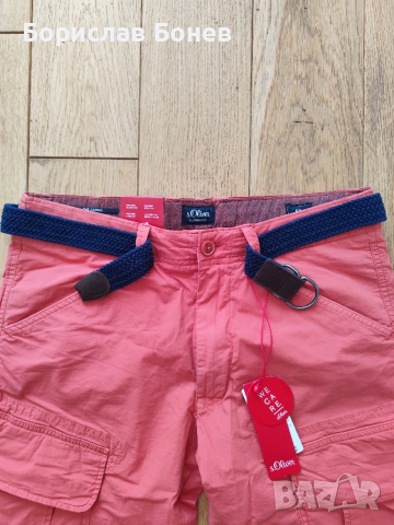 S Oliver Карго Шорти W29 Коралово Розово/червено Combat Карго Джобове, снимка 2 - Къси панталони - 53847482