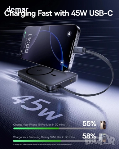 Външна батерия Baseus Picogo Magsafe, 10000mAh Qi2.2 сертифицирана, снимка 5 - Външни батерии - 52063706