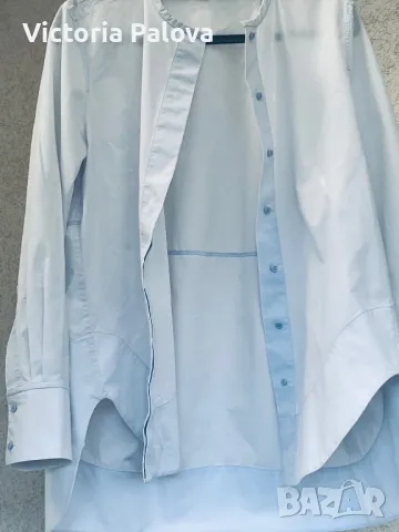 COS Швеция плътна небесносиня риза овърсайз, снимка 2 - Ризи - 47362363