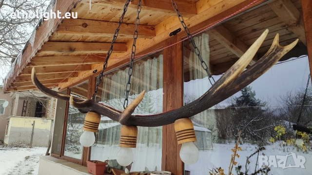 Изработваме полилеи от еленови рога с ръчно изработени дървени чашки , снимка 7 - Полилеи - 53334420