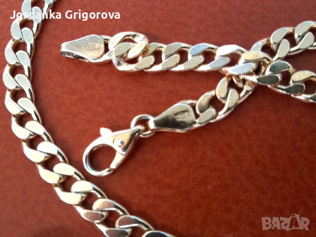 Позлатен сребърен ланец, снимка 3 - Колиета, медальони, синджири - 41064595