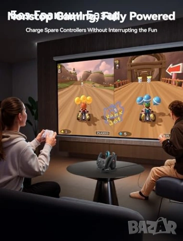 Ново Switch 2 контролер зарядно 3 в 1 стойка LED индикатор Joy-Con, снимка 4 - Друга електроника - 53691848