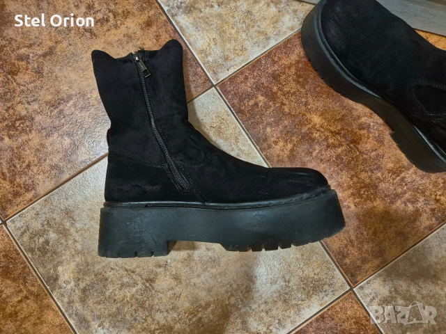 Черни велурени обувки, снимка 5 - Дамски боти - 53668938