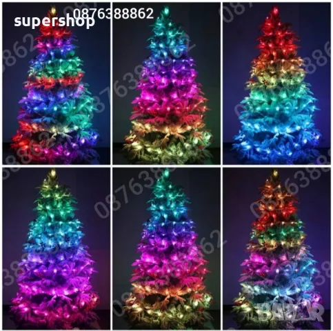 Лед Лампички 10м. за Коледна Елха Декорация Дистанционно, Блутут, RGB, снимка 5 - Други - 47999599