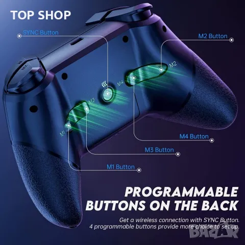 Контролер NYXI Switch Pro, контролери за безжичен превключвател с LED светлина, турбо контролер, снимка 2 - Джойстици и геймпадове - 48472273