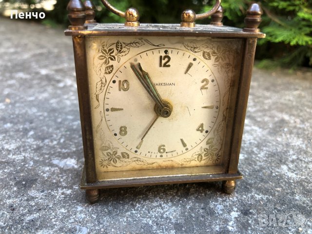 стар бронзов часовник "MARKSMAN" - WEST GERMANY - МИНИ, снимка 2 - Антикварни и старинни предмети - 41411409